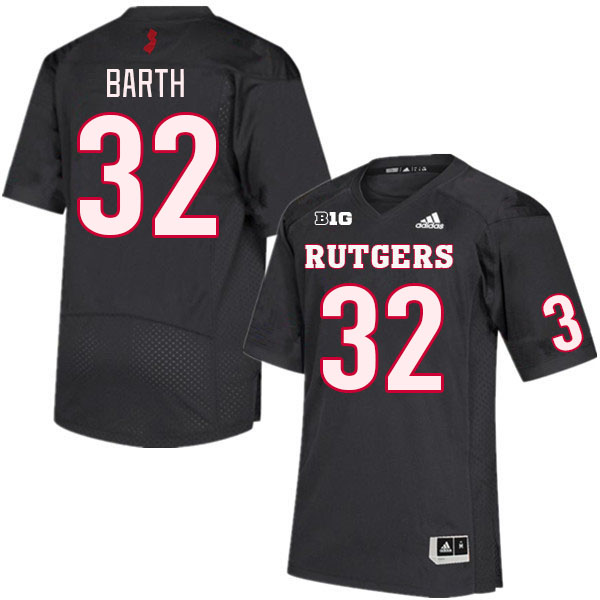 Men #32 Charlie Barth Rutgers Scarlet Knights College Football Jerseys Stitched Sale-Black